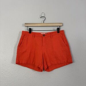 Old Navy Women's Size 4 Bright Orange Linen Blend Chino 4" Shorts Lightweight